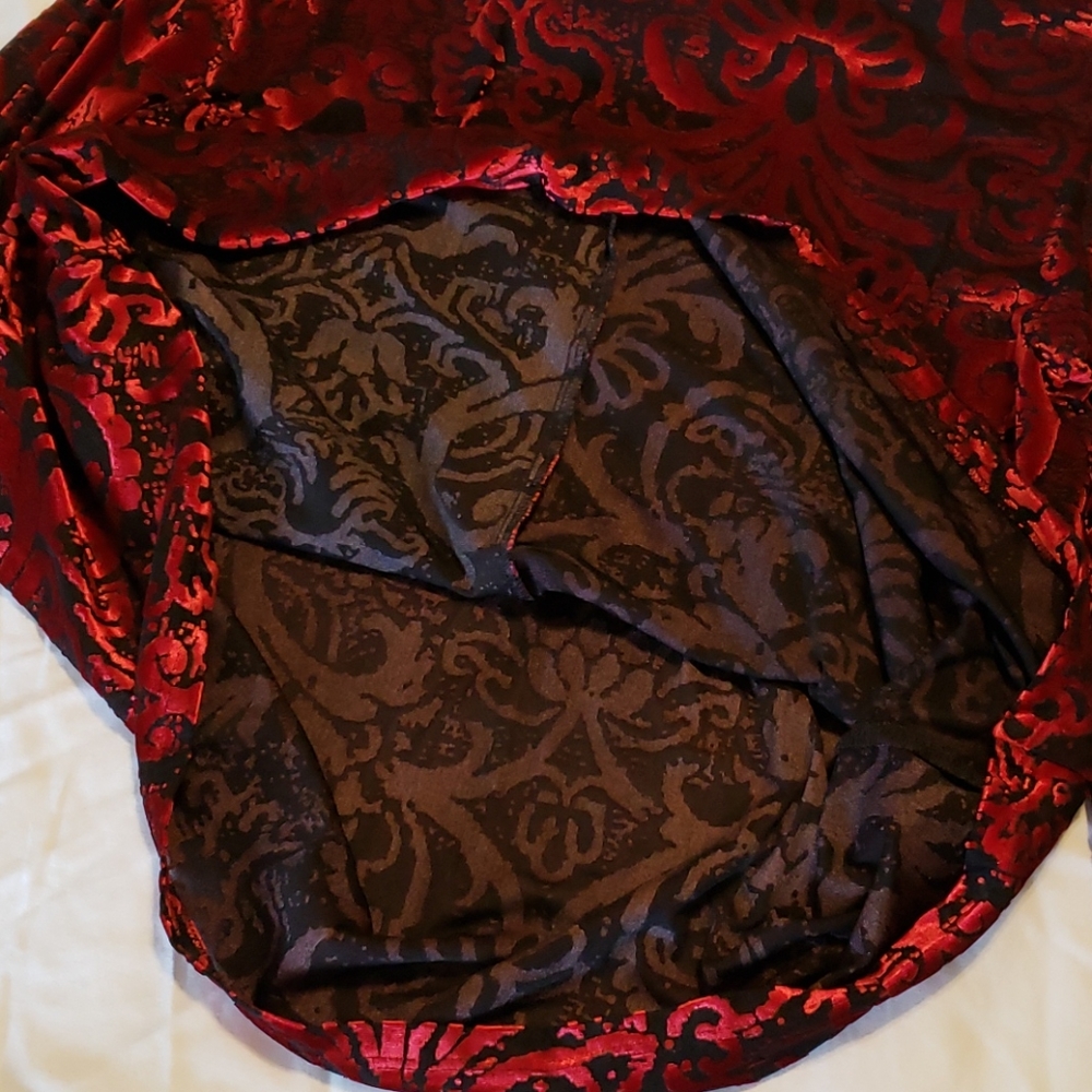 Ruby Rd Cowl Neck Top Red Black Pm - image 5